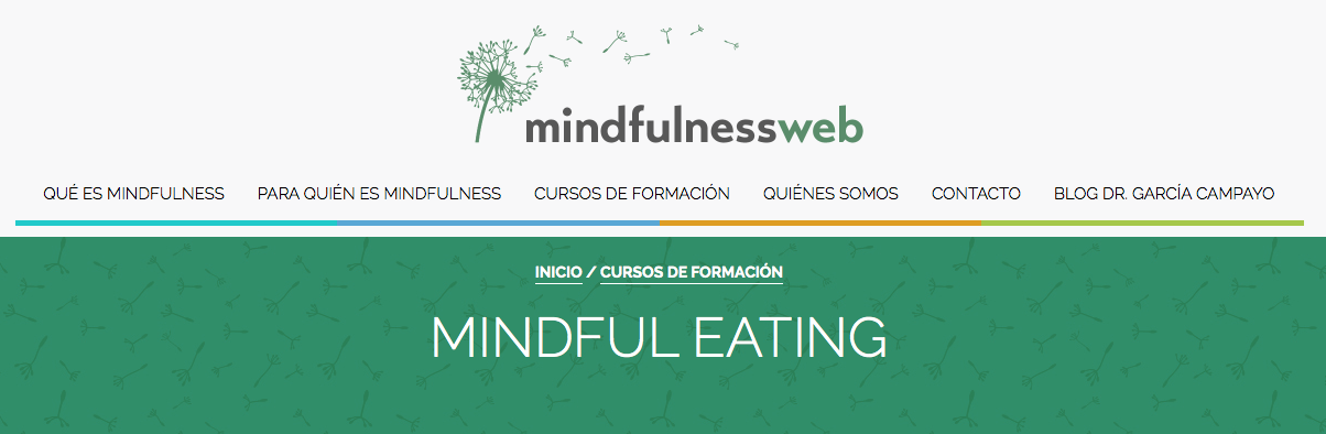 Хлебные крошки (в центре изображения) на веб-сайте Mindfulnessweb
